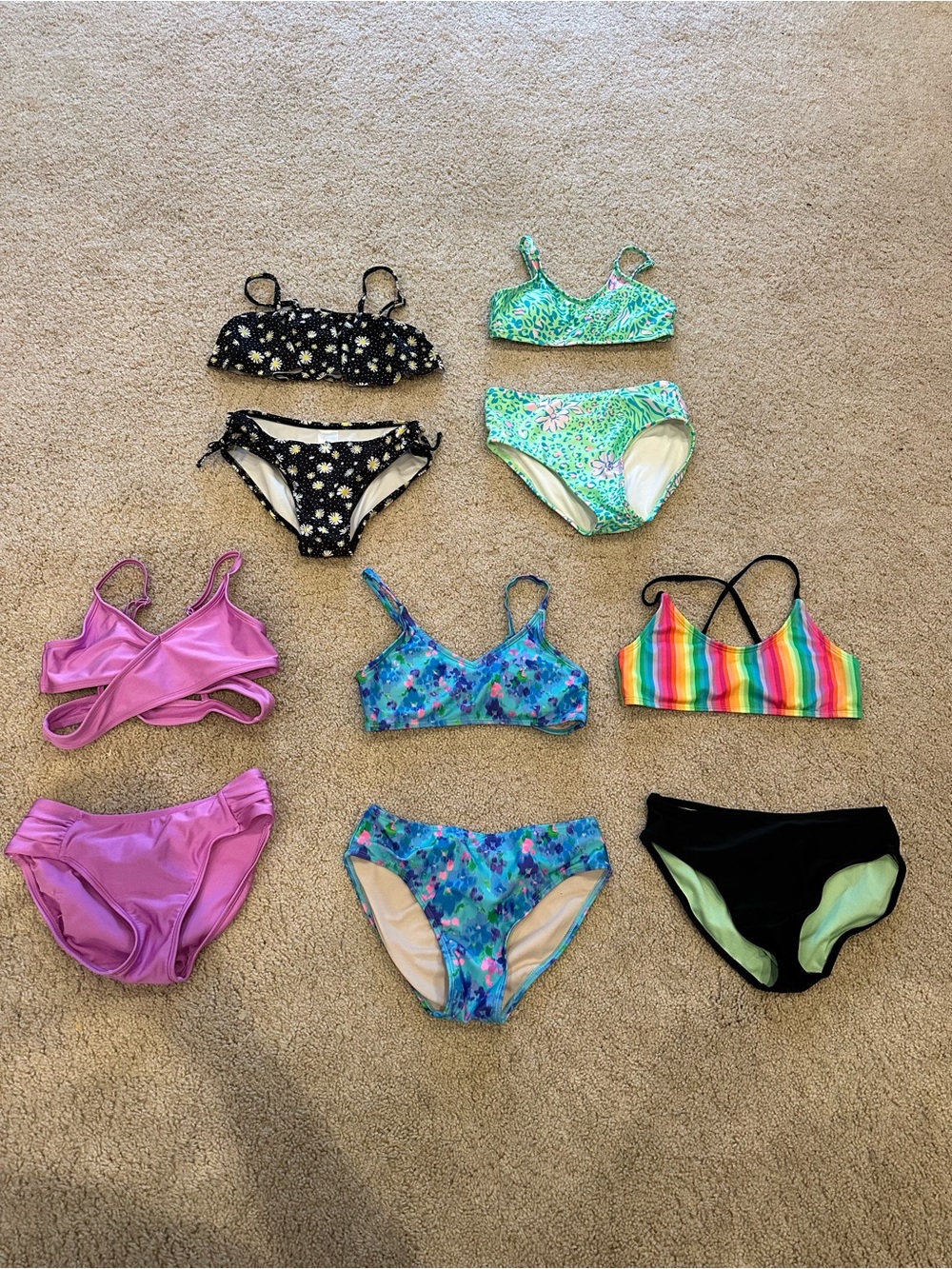 art class Kids Bikini Set Assorted Colors - Black, Green, Pink, Blue, Rainbow